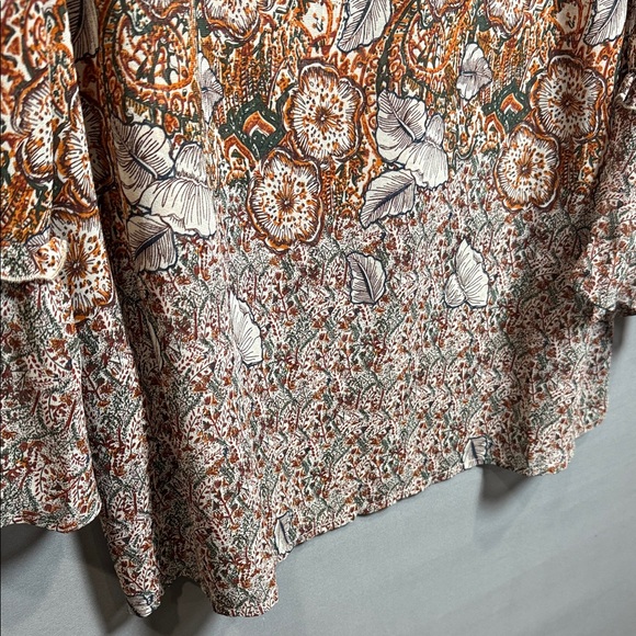 Lane Bryant Floral Boho Blouse Size 16 Plus Ruffle Sleeve Peasant Top - Picture 6 of 9